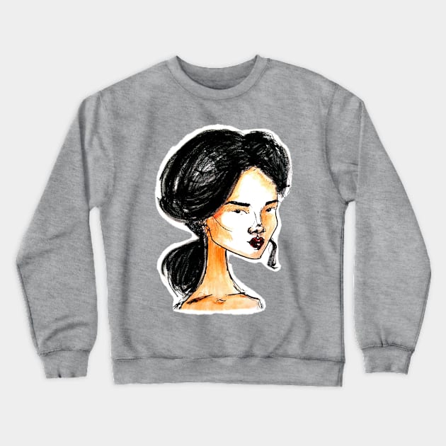 pretty young lady. cartoon portrait Crewneck Sweatshirt by barbasantara